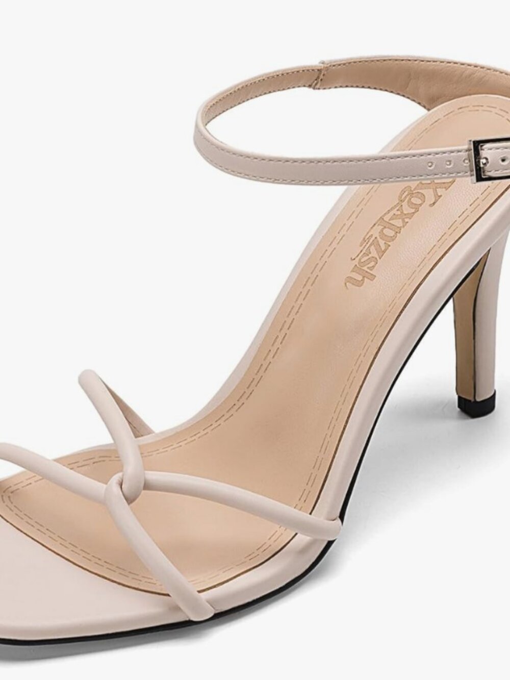 NIB Xgxpzsh Ivory Strappy Stiletto Heels - Open Square Toe Sandals Size 8.5